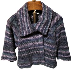 Avette Womens Mohair Blend One Button Striped Cardigan Sweater Lagenlook Size L